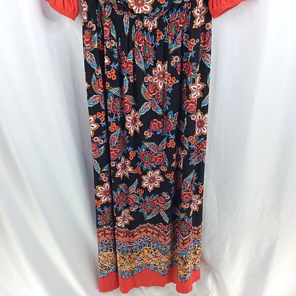 Enfocus Studio Women' Plus Size Maxi Dress 20W Peasant Floral Aztec Off Shoulder - Picture 5 of 10